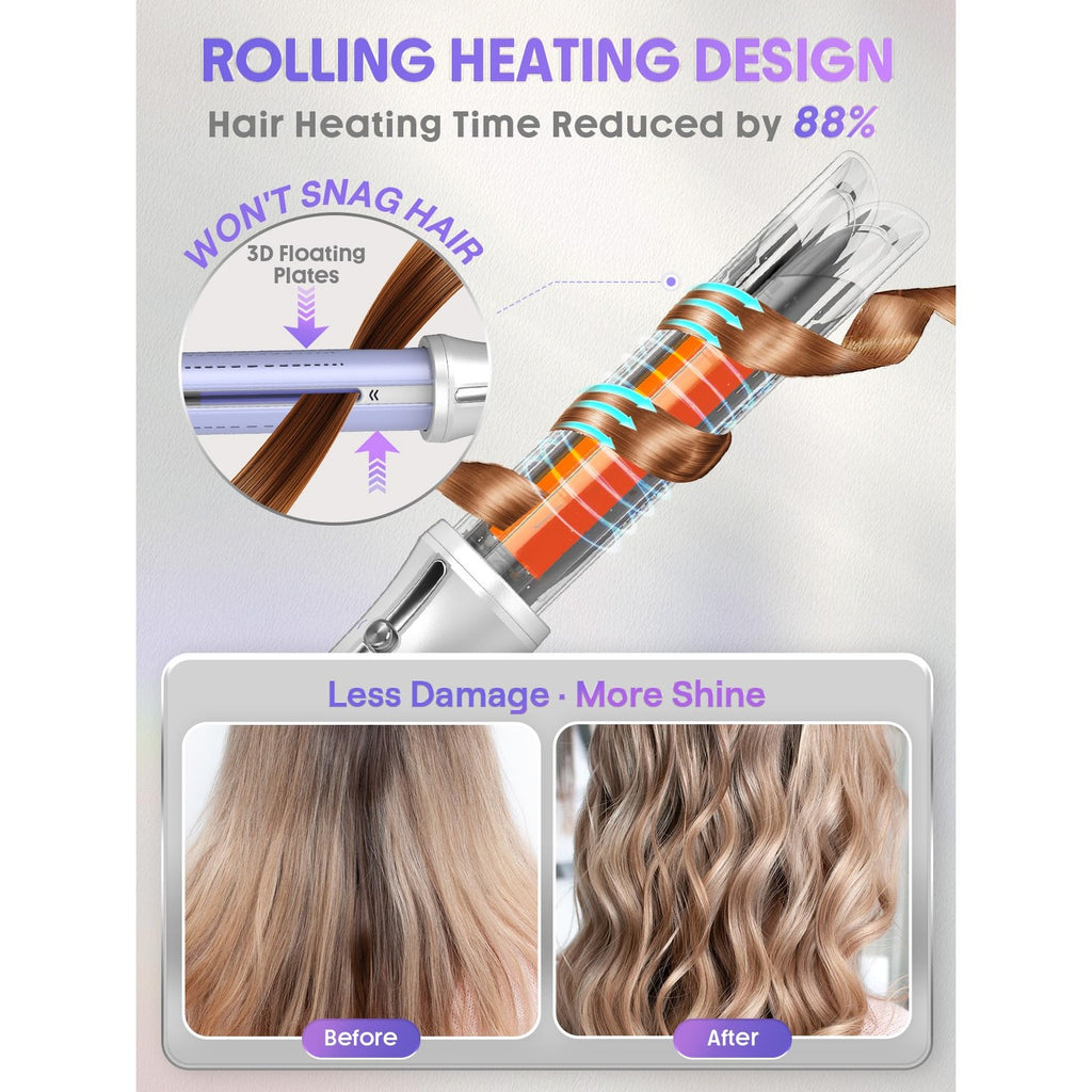 SHEGLAM One Touch Airflow Styler Pro 1.25 inch Automatic Rotating 3.0 Cool Air Technology for No-Wait, Curling Iron, Bouncy & Long-Lasting Curls, Zero Burn Risk, 5 Temp Settings