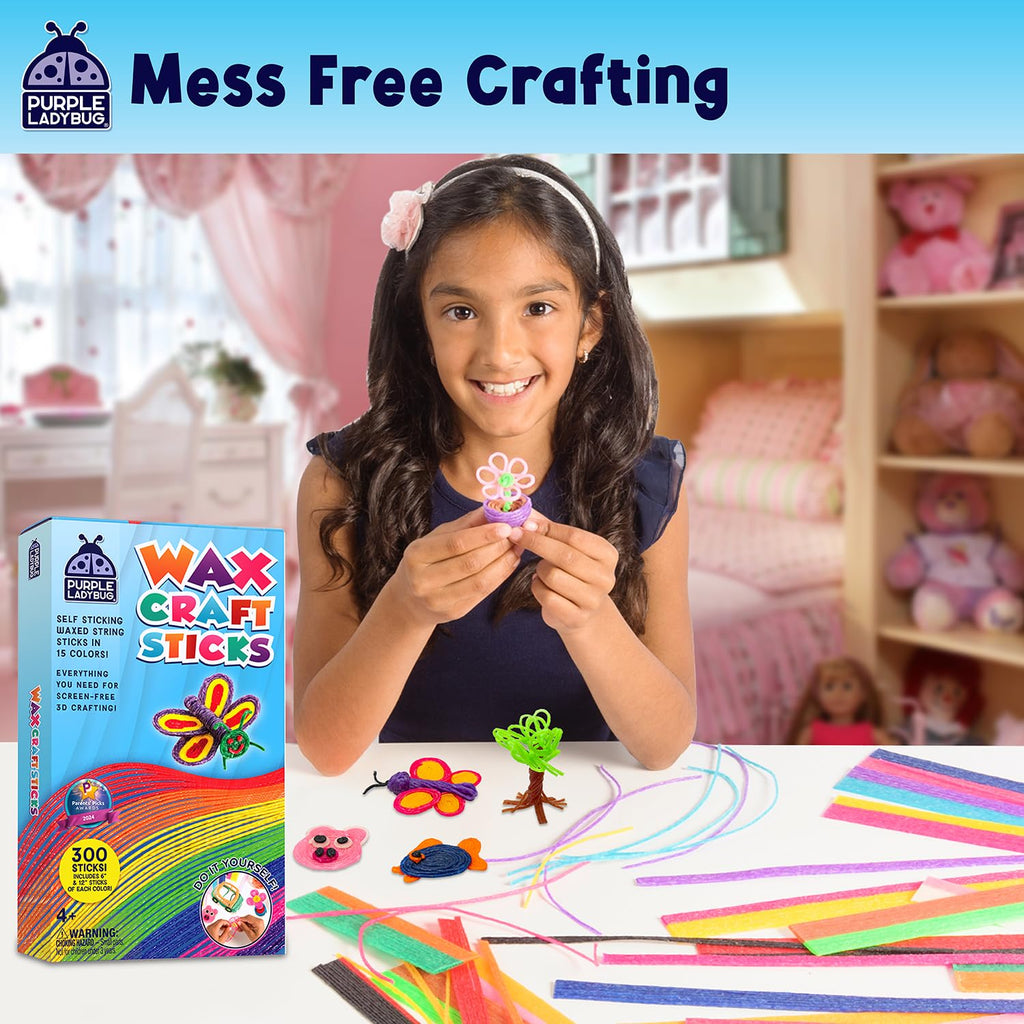 Wax Craft Sticks for Kids 300 PCS in 15 Colors, Mess-Free Sensory Craft