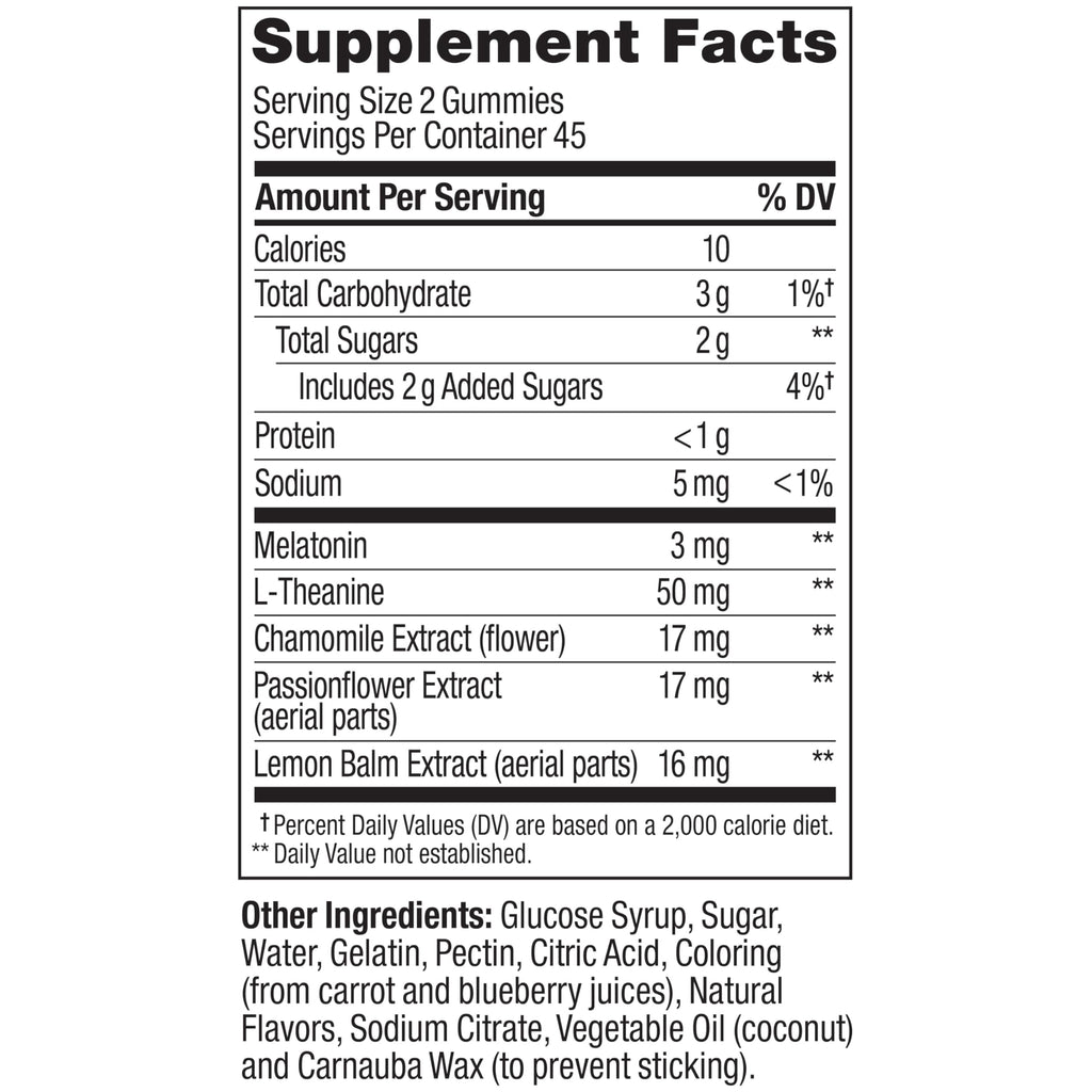 OLLY Sleep Support Gummy Supplement,* 3 mg Melatonin, L-Theanine - 90 Count
