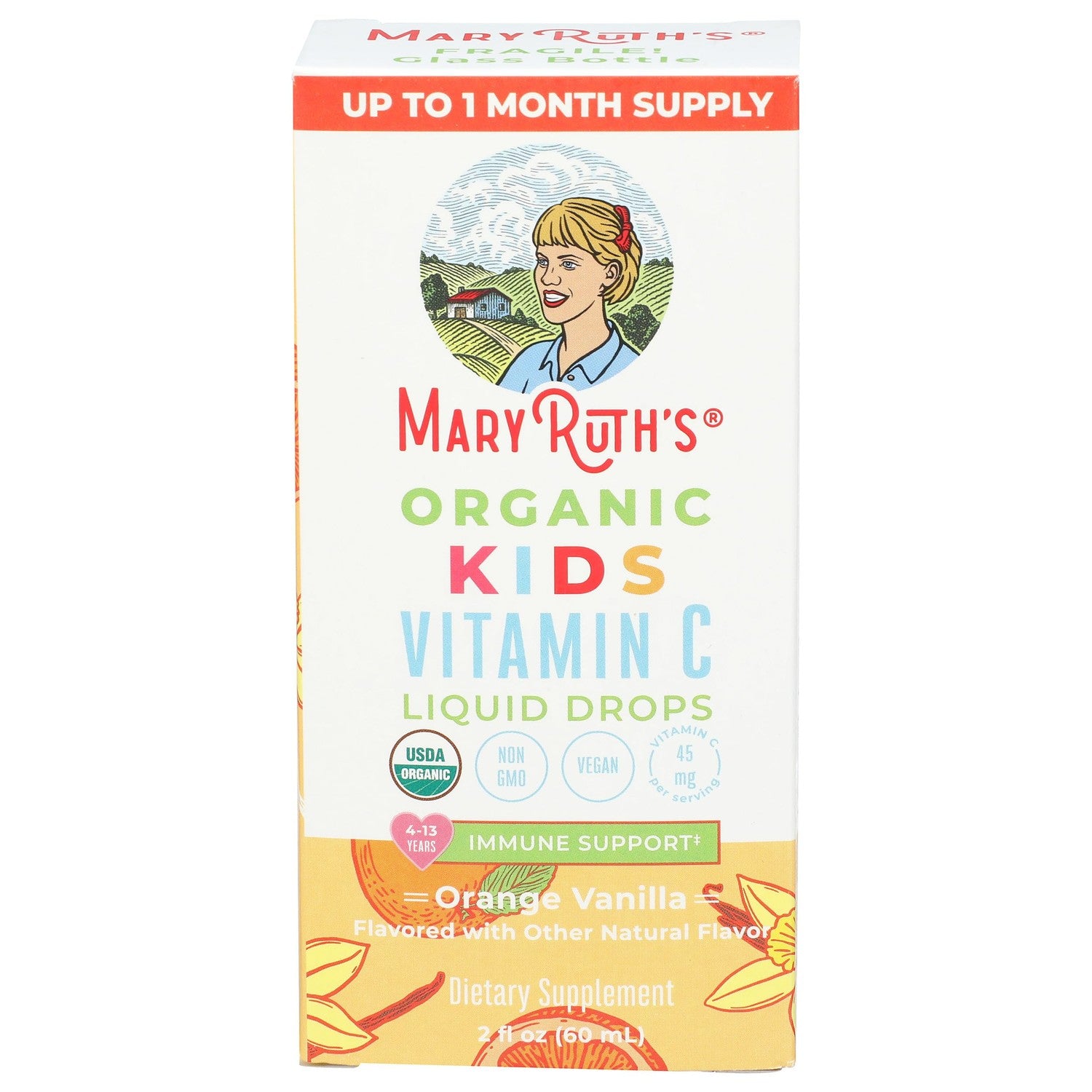 MARYRUTH'S USDA Organic Kids Vitamin C Drops, Immune Support, 2 oz | Vegan, Immune Support Supplement, Overall Health, Vitamin C from Organic Acerola Fruit Extract