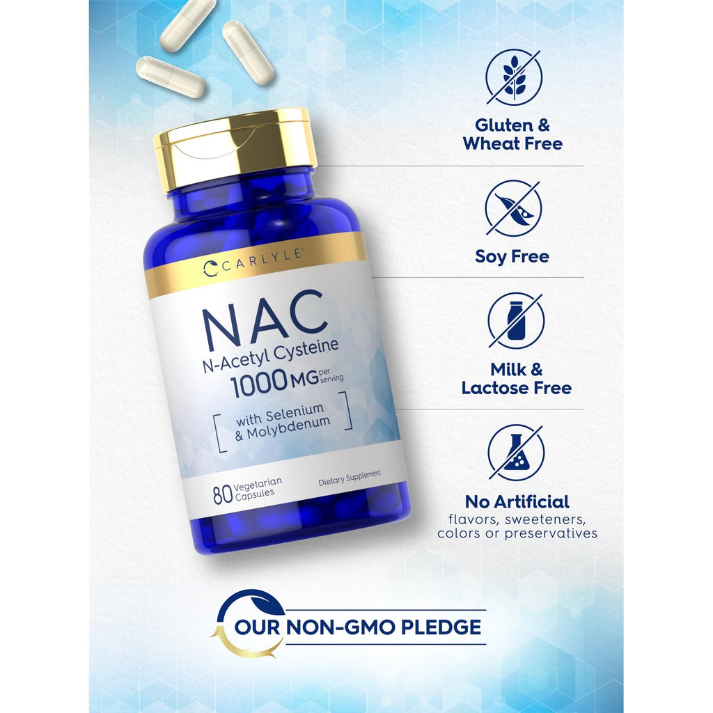 Carlyle NAC Supplement N-Acetyl Cysteine 1000mg | 80 Capsules