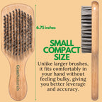 GranNaturals Hard Bristle Slick Back Hair Brush for Men & Women with Thick Curly Hair - Stiff Nylon Small Hairbrush for Smoothing, Waves, Beard, Fades, Locs, Dreads