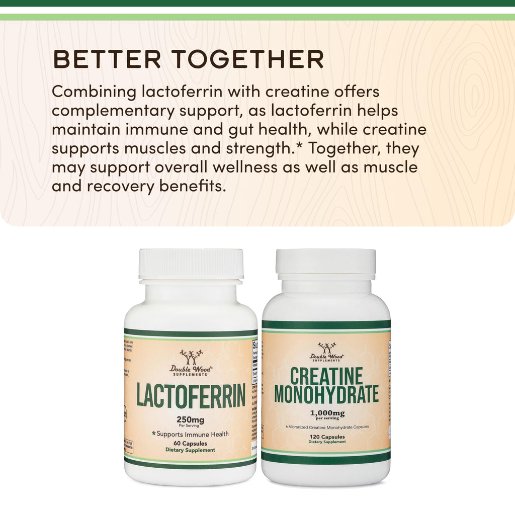 Lactoferrin 250mg Bioferrin, Immune, Gut + Iron Absorption, 60 Capsules | Immune, Gut + Iron Absorption Supplement, Patented Bioferrin, 250mg per Serving, Partially Iron-Saturated, No Taste