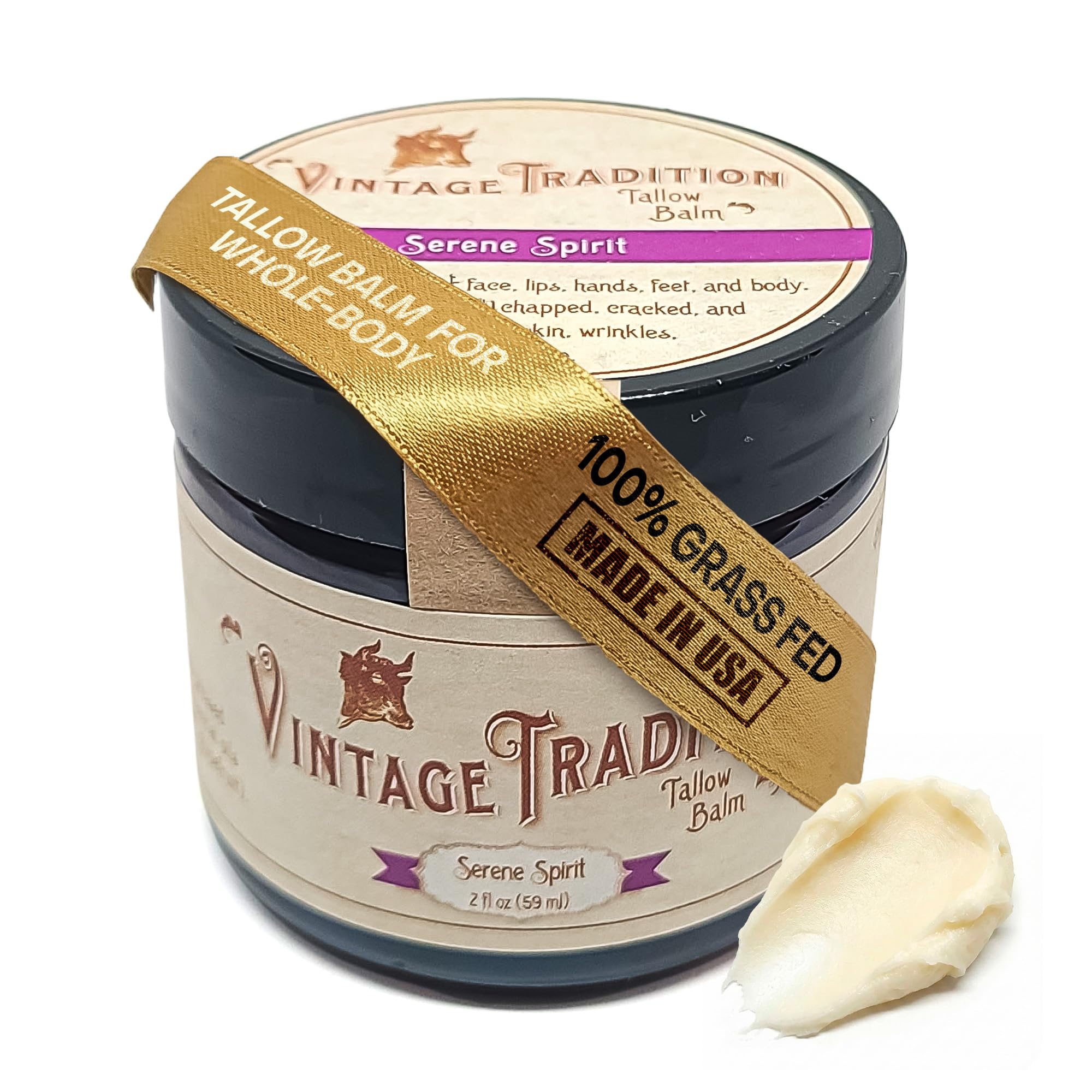 Buy now Vintage Tradition Beef Tallow All Purpose Balm - Healing, Hydrating Weather-Protecting Skin Care Salve Replaces Body Lotion, Hand Cream, More - Essential Oil, Olive Oil, and Grass-Fed Tallow, 2 fl oz. at indiglob india