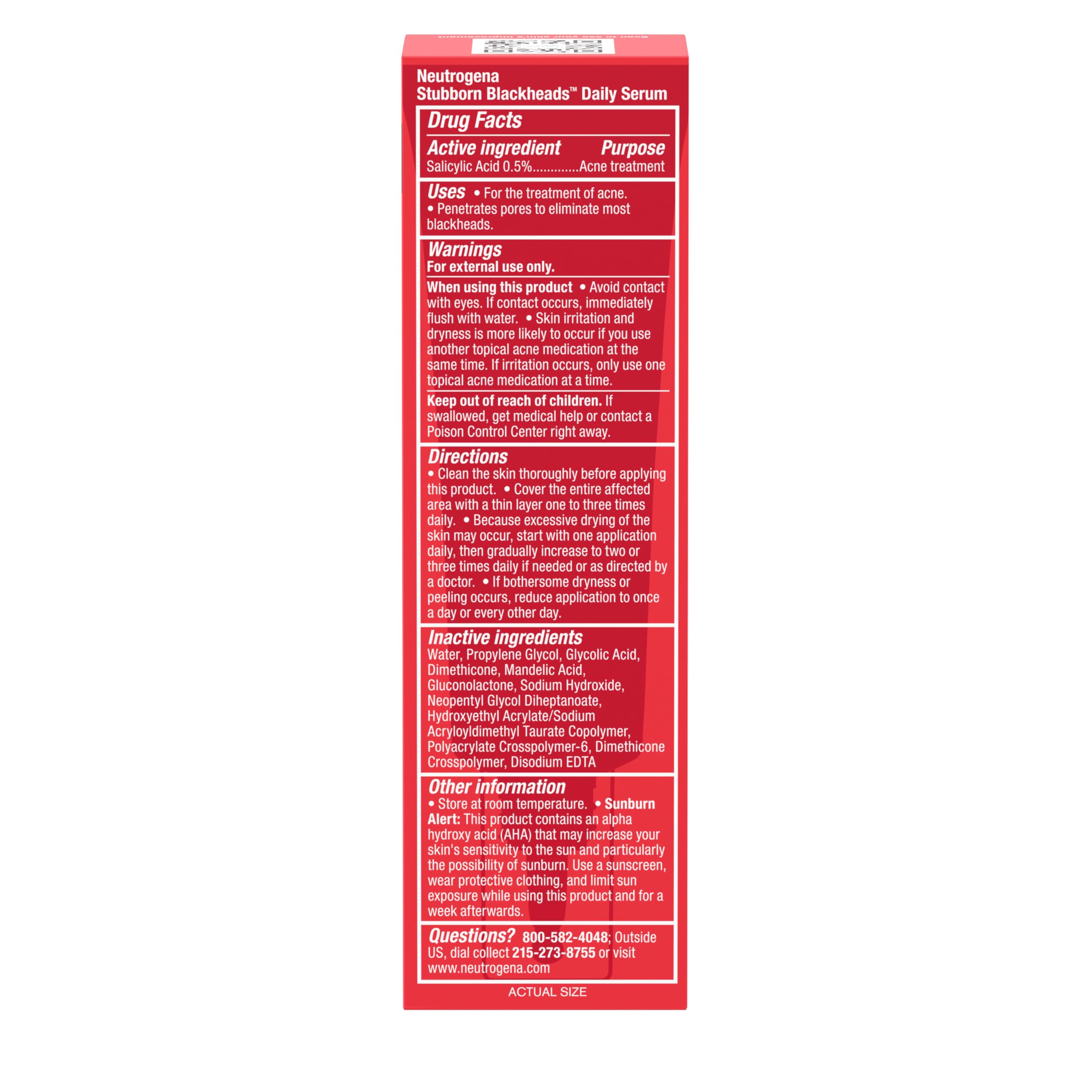 Buy now Neutrogena Stubborn Blackheads Daily Acne Facial Serum with Salicylic, Glycolic, Polyhydroxy & Mandelic Acids, Oil-Free Face Serum for Acne-Prone Skin to Help Clear Clogged Pores, 1 fl. oz at indiglob india