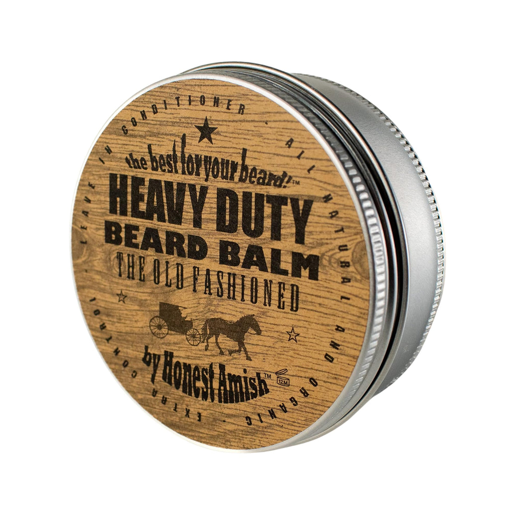 Honest Amish Beard Balm Leave-in Conditioner - Made with only Natural and Organic Ingredients - 2 Ounce Tin | Shea Butter, Coconut Oil & Argan Oil Blend Softens and Conditions for Smoother Daily Beard Styling