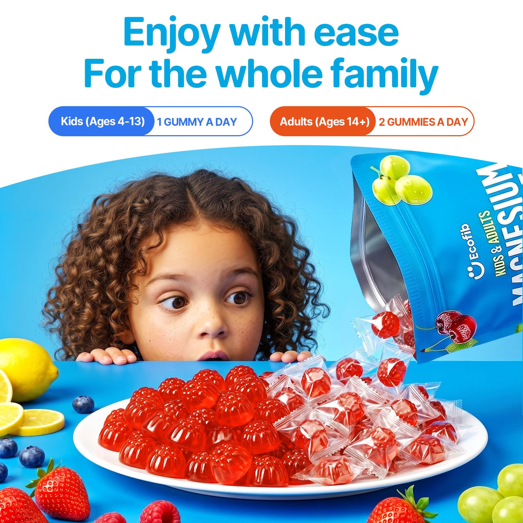 Magnesium Glycinate Gummies 200mg for Kids & Adults, Sugar-Free, 120 Ct