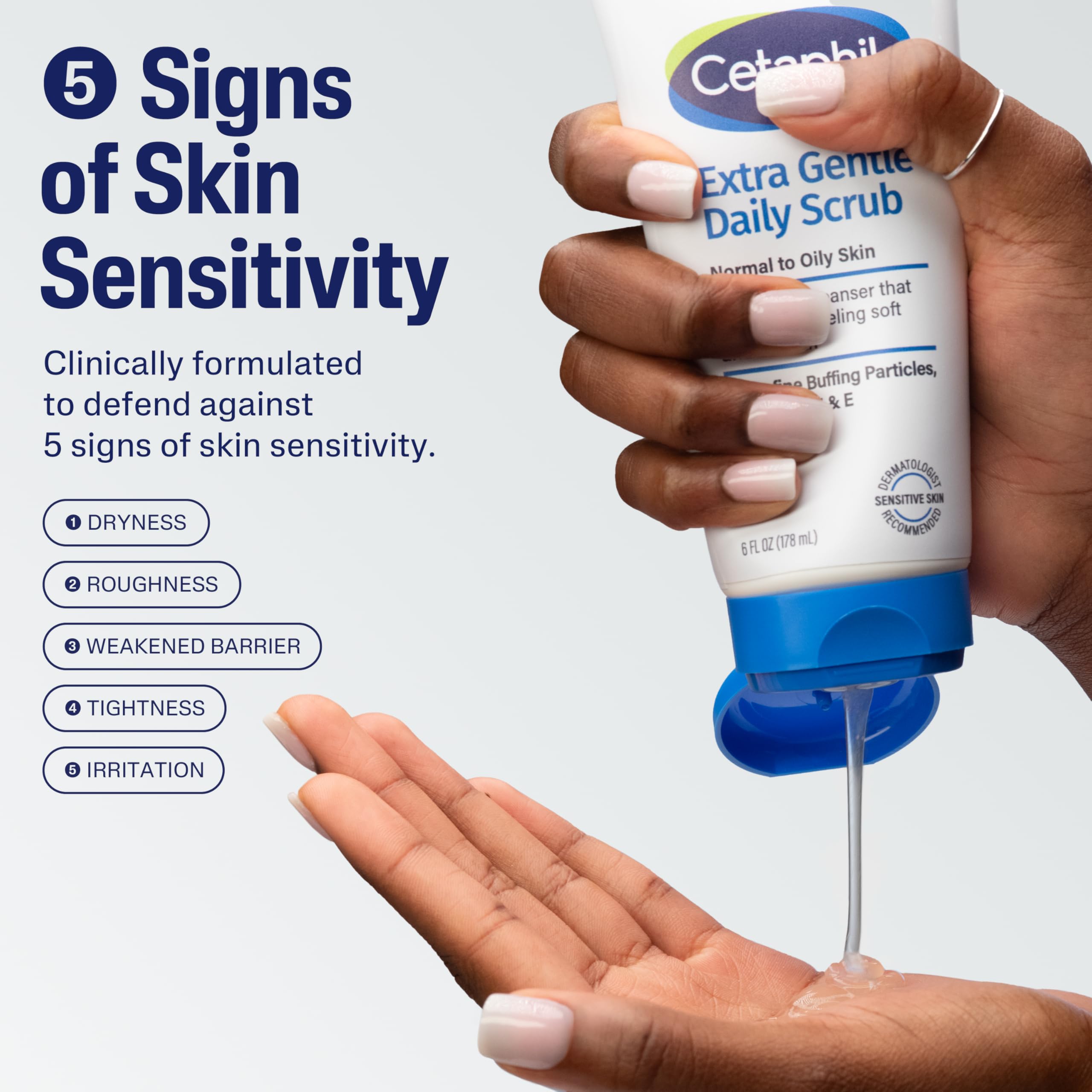 Cetaphil Exfoliating Face Wash, Gentle Daily Scrub, Sensitive Skin, 6 Fl Oz | Hypoallergenic, Non-Irritating, All Skin Types, Daily Exfoliation, Cleanses & Smooths, Dermatologist-Recommended, 2 X 6 Fl Oz
