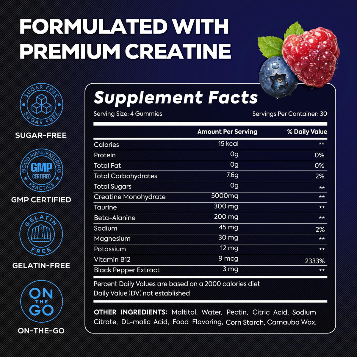 Creatine Gummies, 8-in-1 Complex with Taurine & Electrolytes