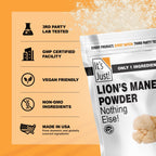 It's Just! - Lion's Mane Mushroom Powder, Natural Raw Superfood, Brain Support, Immune Health, Boost Energy, Non-GMO, 8oz