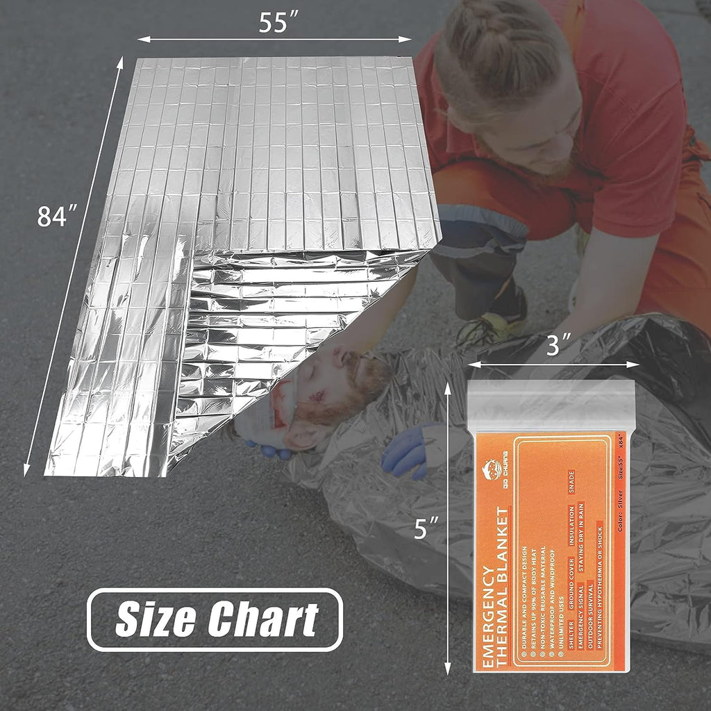 QIO CHUANG Emergency Mylar Thermal Blankets 4 Packs Survival Kit 84''x55''