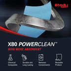 WypAll PowerClean X80 Heavy Duty Cloths, Brag Box, 152 Towels, Blue (41041)