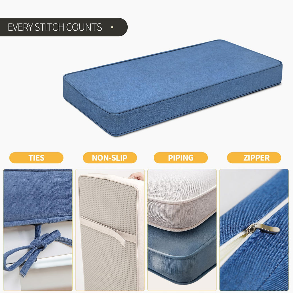 ROFIELTY Custom Bench Cushion, Indoor/Outdoor Patio Furniture & Window Seat