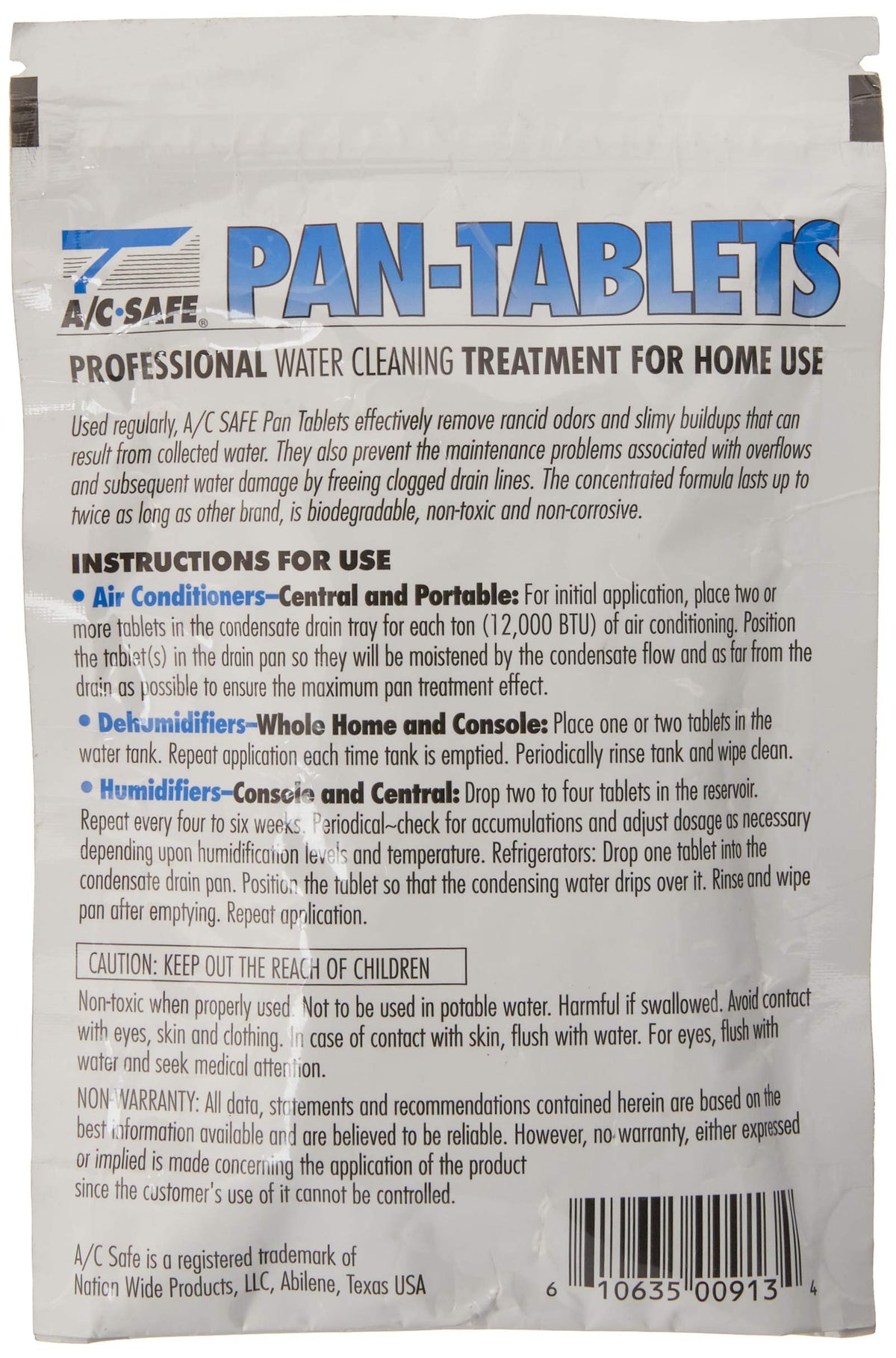 AC Safe Pan Tablets - 30 Count: Cleans scum in Drain Pans and Humidifiers