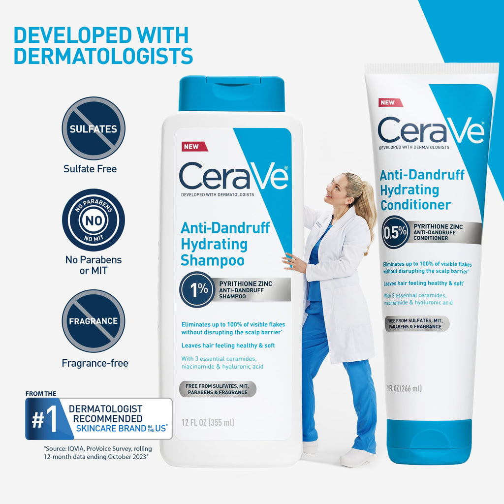 Buy now CeraVe Hydrating Anti Dandruff Shampoo, 1% Pyrithione Zinc Dandruff Treatment With Ceramides, Niacinamide & Hyaluronic Acid, Helps Eliminate Flakes & Provides Itchy Scalp Relief, Sulfate Free, 12 Oz at indiglob india