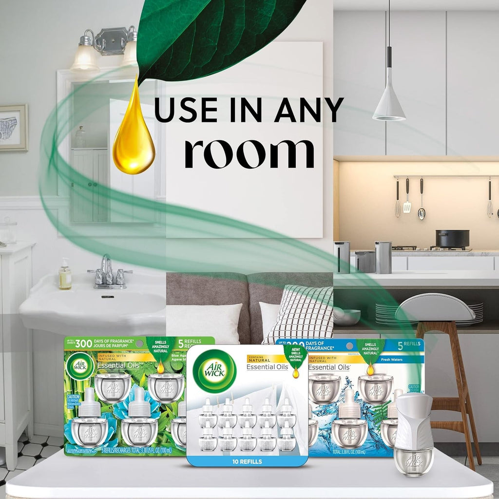 Buy now Air Wick Plug in Scented Oil Starter Kit (Warmer + 1 Refill), Fresh Linen, Air Freshener, Essential Oils at indiglob india