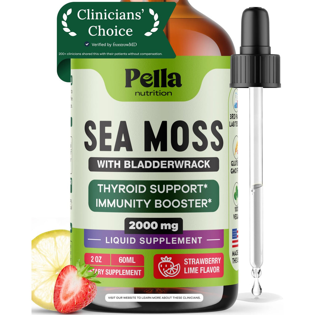 Pella Nutrition Sea Moss Drops with Bladderwrack - Strawberry Lime, 60 mL