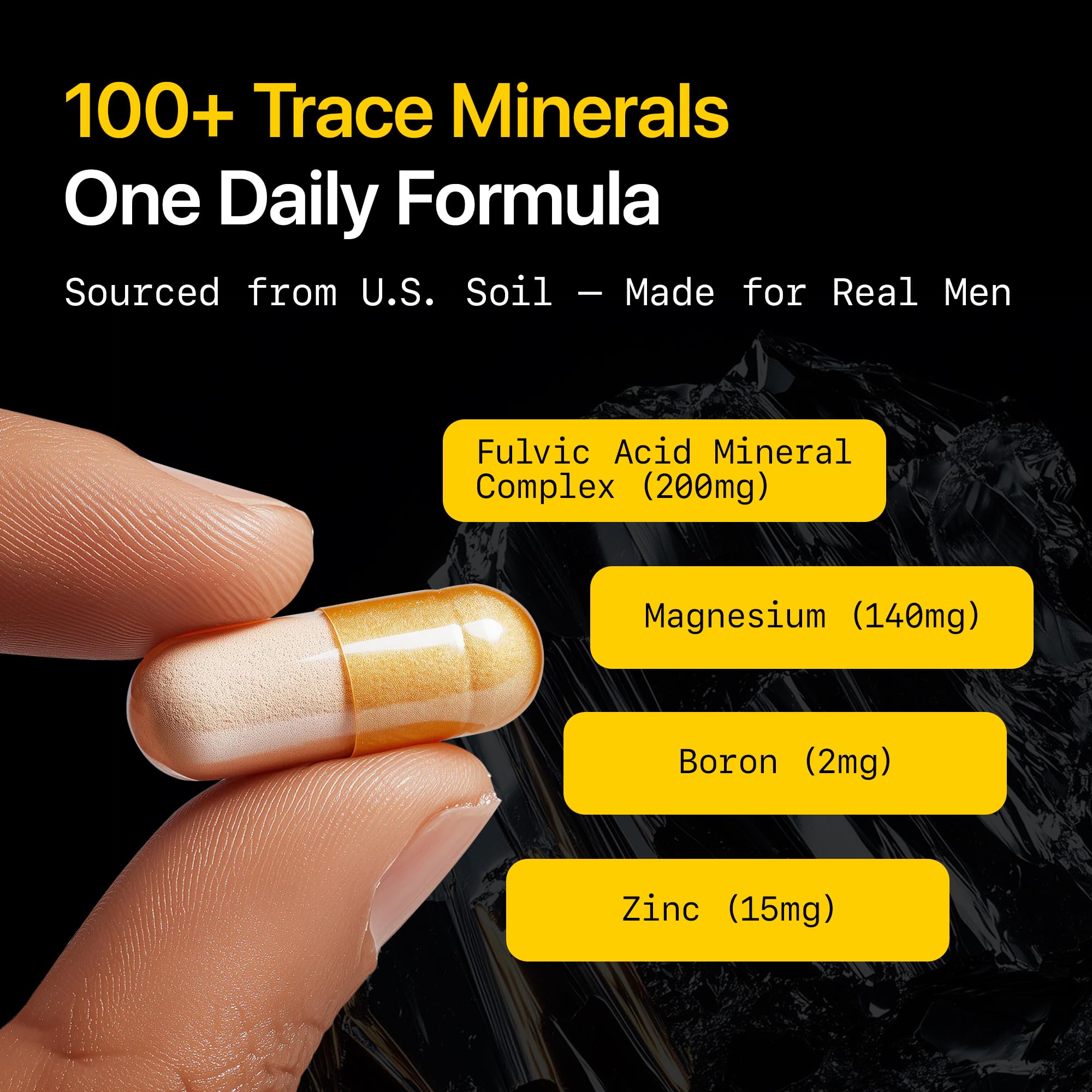 Menerals Mens Multivitamin, Trace Mineral Supplement with Fulvic Acid 60Ct | Testosterone - Natural All-in-One Men's Mineral Formula; Pairs Trace Minerals with Fulvic Acid; 60-Count Bottle