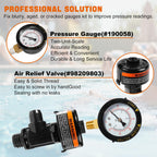 98209800 Manual Air Relief Valve Assembly with Pool Filter Pressure Gauge, Spa Pool Filter Pressure Valve Compatible with Pentair Air Relief Valve Fit for FNS, Clean and Clear, Quad De, 4000 Series