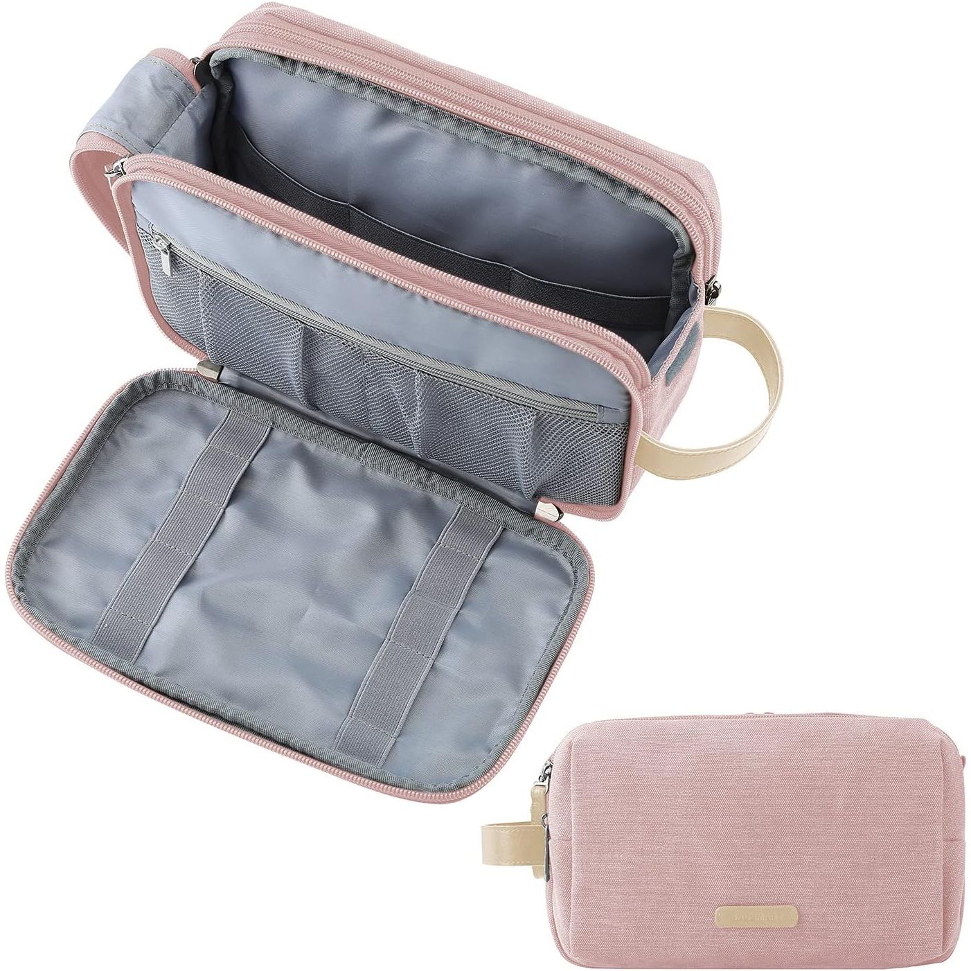 Buy now BAGSMART Toiletry Bag for Men, Canvas Travel Toiletry Organizer Dopp Kit Water-resistant Shaving Bag for Toiletries Accessories,Grey-Medium Large Pink at indiglob india