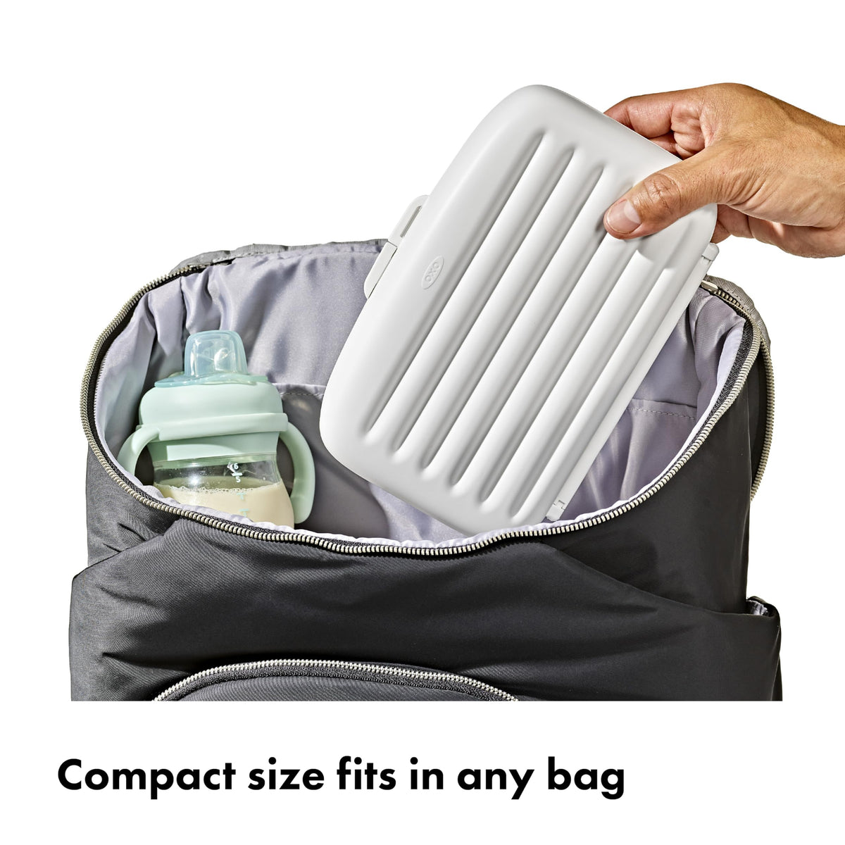 OXO Tot Travel Size Baby Bottle Drying Rack & Bottle Brush, Portable, Gray