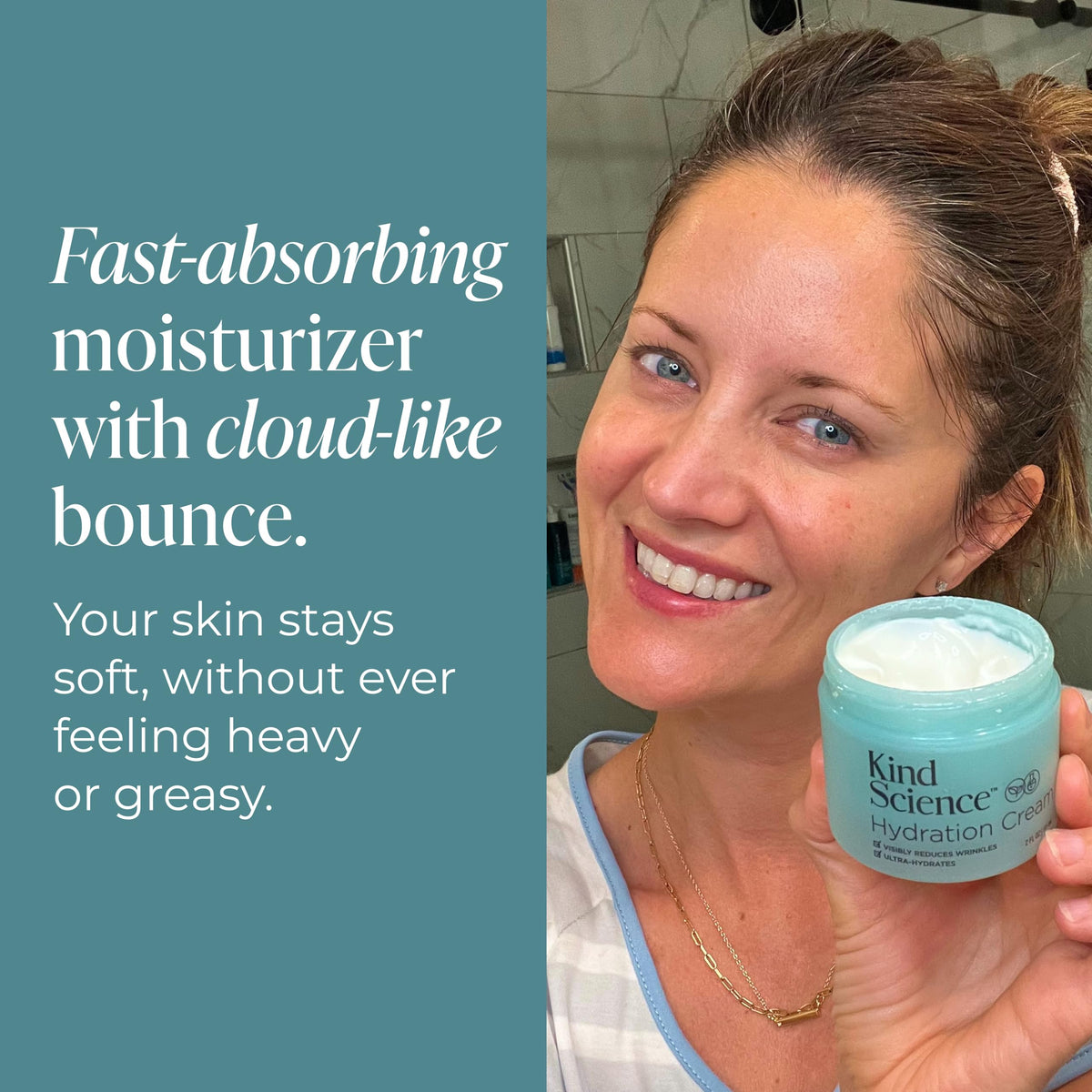 Kind Science Hydration Cream - Moisturizer Face Cream For Women - Anti Aging for Day and Night - Visibly Reduces Wrinkles, Improves Smoothness & Elasticity - Fragrance Free, Cruelty Free, 2 oz