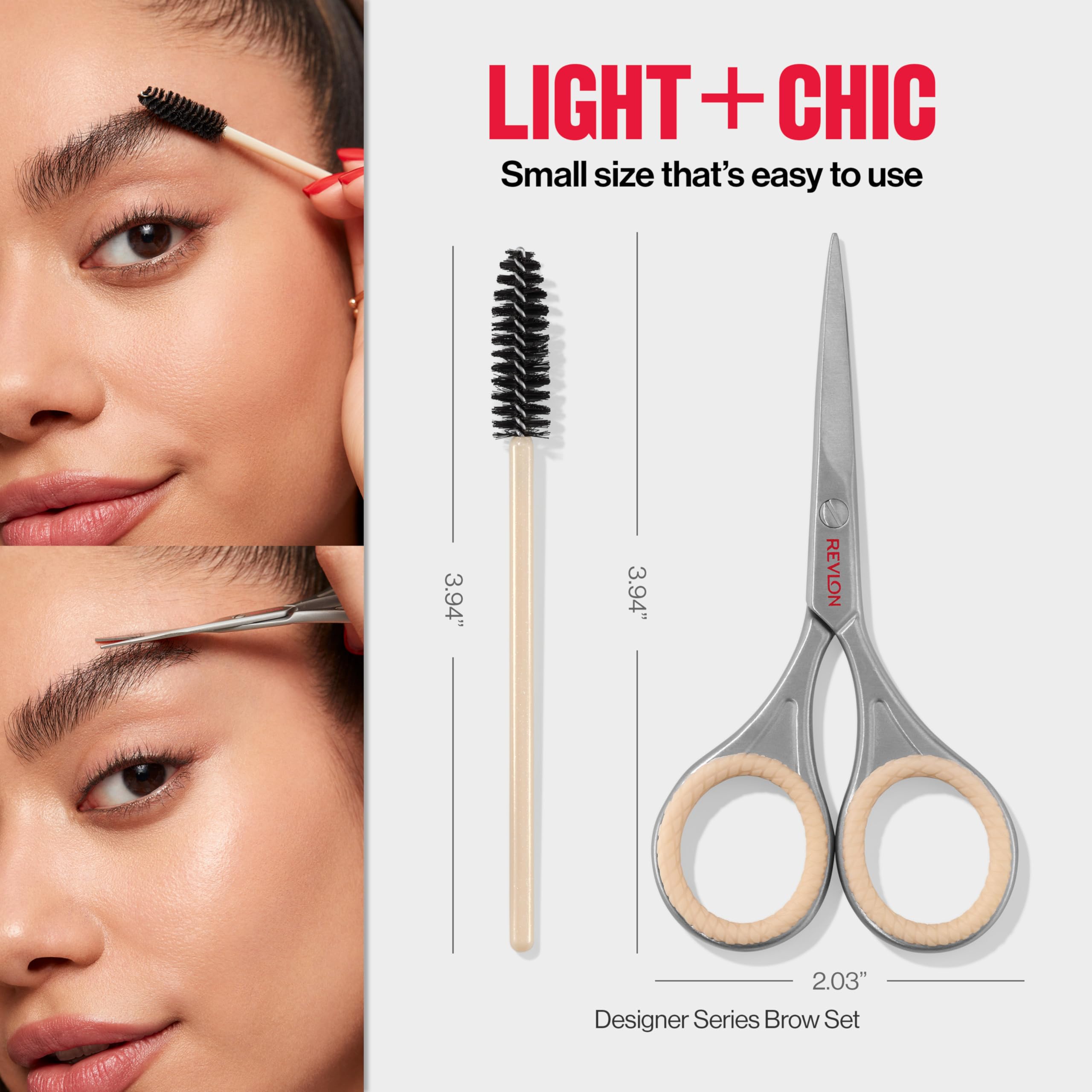 Buy now Revlon Designer Series Brow Set, Trimming and Shaping Eyebrow Kit with Scissors and Spoolie Brush, Easy to Use at Home or on The Go, 1 Count at indiglob india