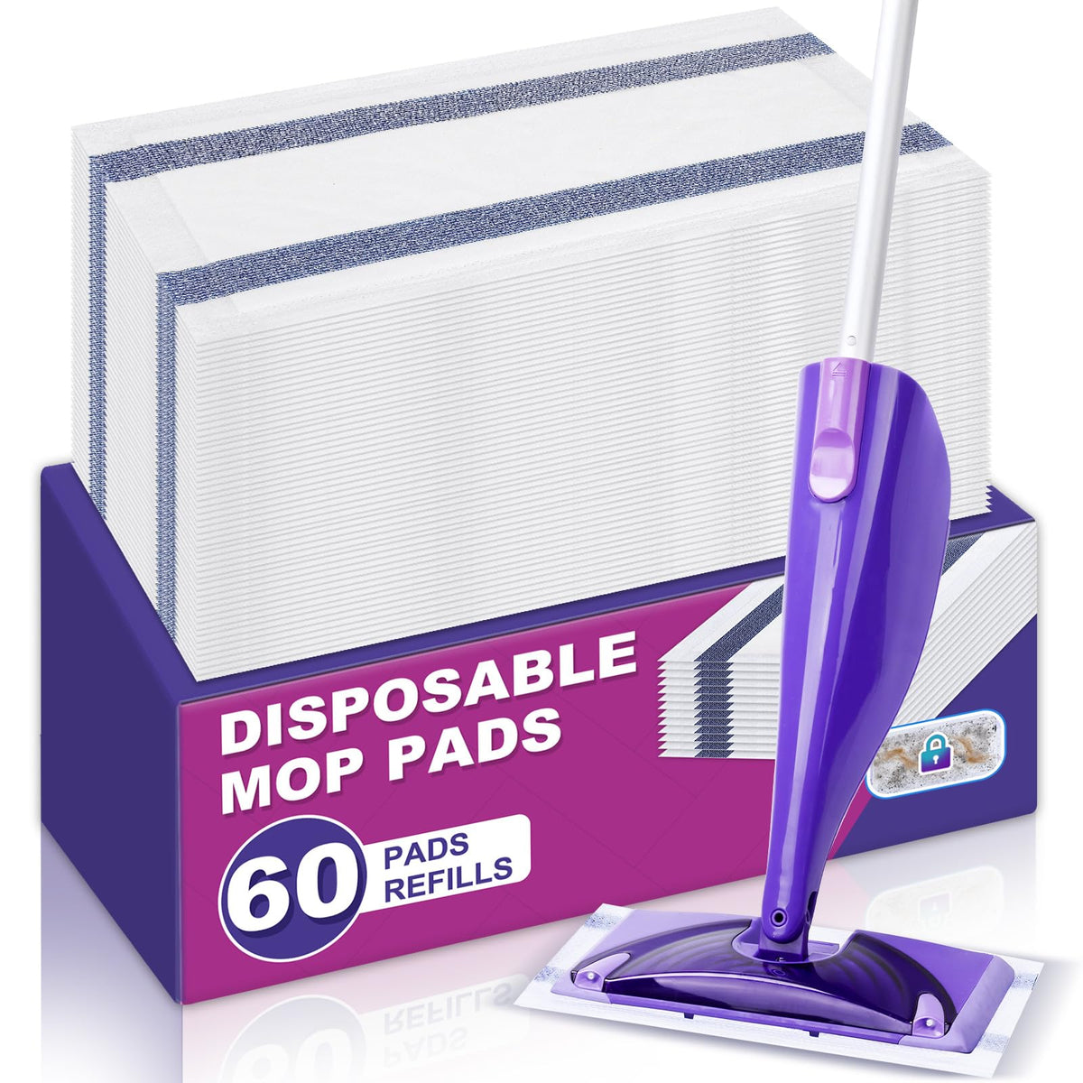 Mop Pads Refills Compatible with Swiffer WetJet Mop, 60 Pack
