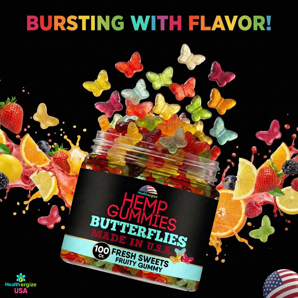 Hemp Gummies for Sleep - Delicious Butterflies Gummy Bears-10 Fresh Fruity Flavors - Natural Tasty Edibles for Peace and Relaxation, Nighttime Rest, Calm & Relax-Made in USA-100 Count