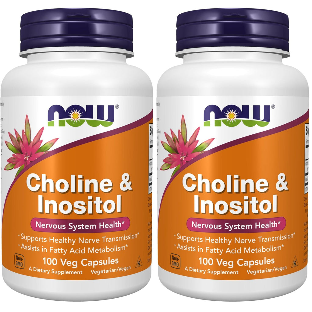 NOW Foods Supplements, Choline & Inositol 500 mg, Healthy Nerve Transmission*, Nervous System Health*, 100 Capsules