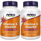 NOW Foods Supplements, Choline & Inositol 500 mg, Healthy Nerve Transmission*, Nervous System Health*, 100 Capsules