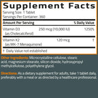 Bronson Vitamin K2 MK-7 + D3 10,000 IU Extra Strength, 360 Tablets | 120 mcg Vitamin K2 as MK-7 per Tablet, Bone Health Support, Non-GMO, Gluten-Free & Soy-Free
