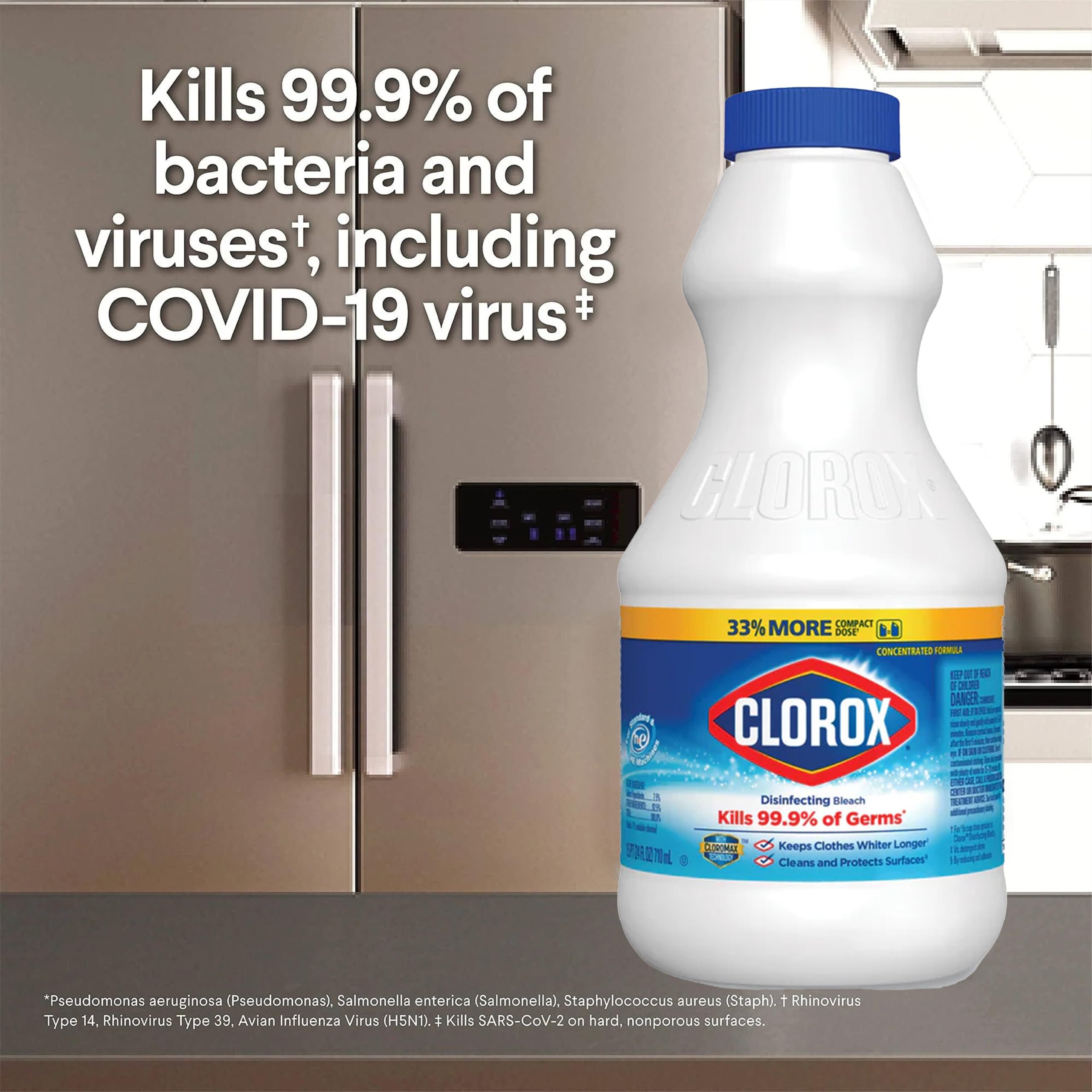 Buy now Clorox Regular Disinfecting Bleach Cleaner, 2 Pack Concentrated Liquid Bleach, Removes Mold, Mildew and Stains, Whitens, for Multi Purpose Cleaning and Laundry, 24 oz Bottles at indiglob india