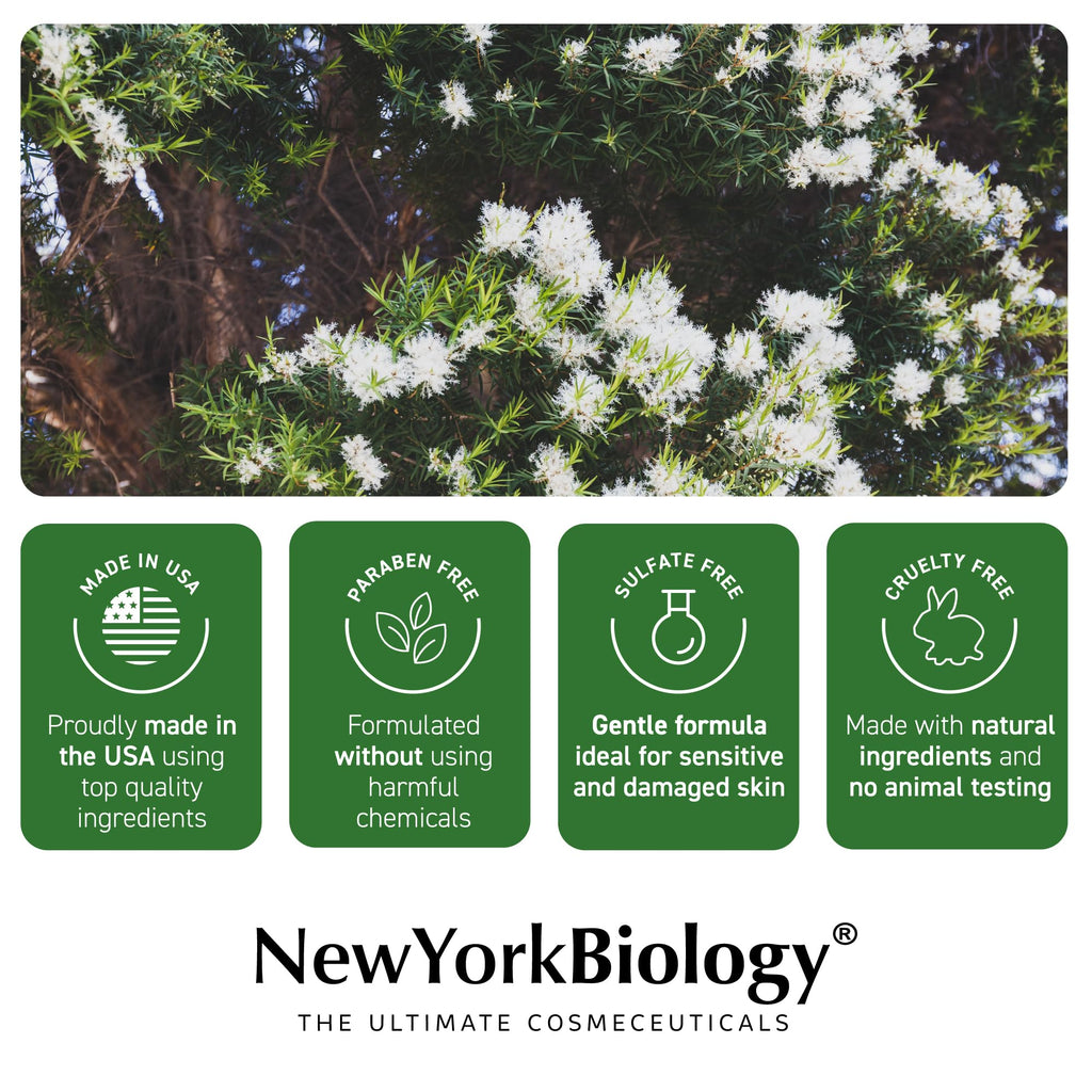 New York Biology Tea Tree Body Wash for Men & Women - 16.9 Fl Oz | Moisturizing Body Wash Helps Soothe the Skin, Refreshing & Hydrating Cleanser for Body & Feet