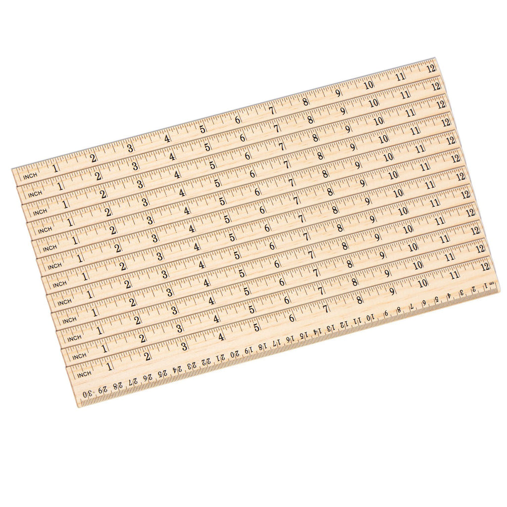 12 Pack 12 Inch/30 cm Wood Rulers Dual Scale Student School Ruler