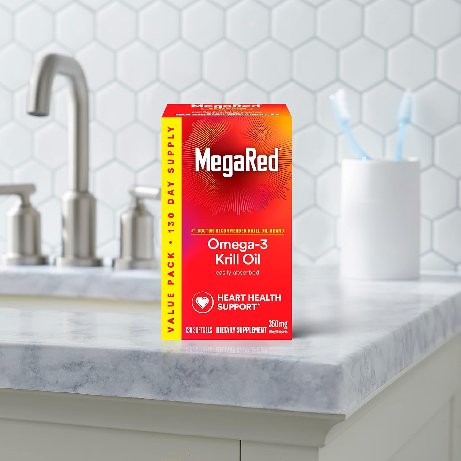 Buy now MegaRed - Omega-3 Krill Oil 350mg Softgels (130 Count in A Bottle), EPA & DHA Omega-3 Fatty Acids with No Fishy Aftertaste Unlike Fish Oil, Contains Antioxidant Astaxanthin at indiglob india