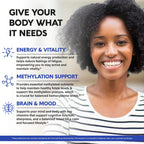 Vitamin B Complex Methylated - B-Complex with Methylfolate & B12 -120 Caps | 9-in-1 Methylated Multivitamin for Men & Women - Energy, Brain & Mood - Vegan, Lab Tested, Bioavailable