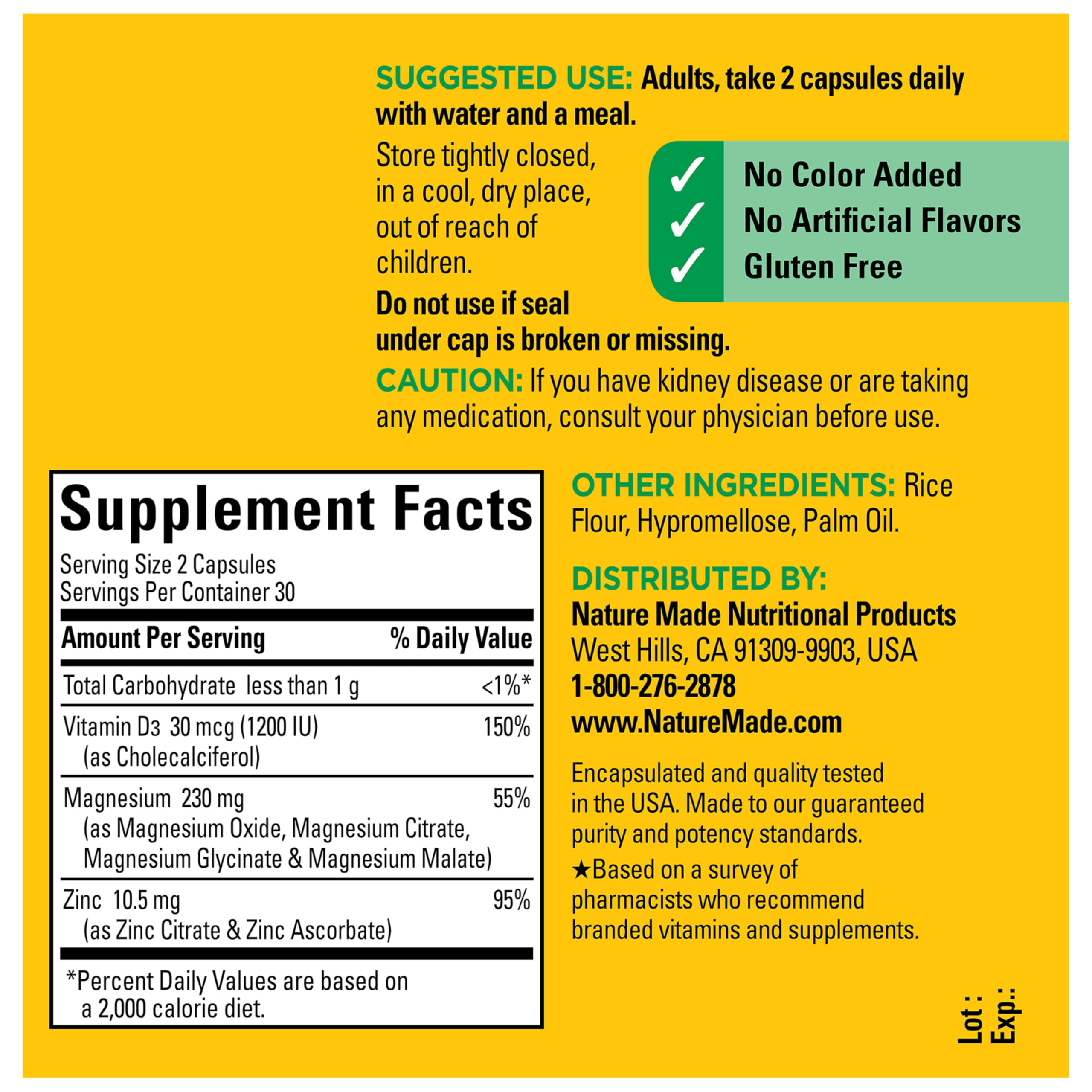 Nature Made Magnesium Complex Supplement with Vitamin D & Zinc, 60 Capsules | Magnesium Glycinate, Malate, Citrate & Oxide for Muscle, Nerve, Heart & Bone Support, 30 Day Supply
