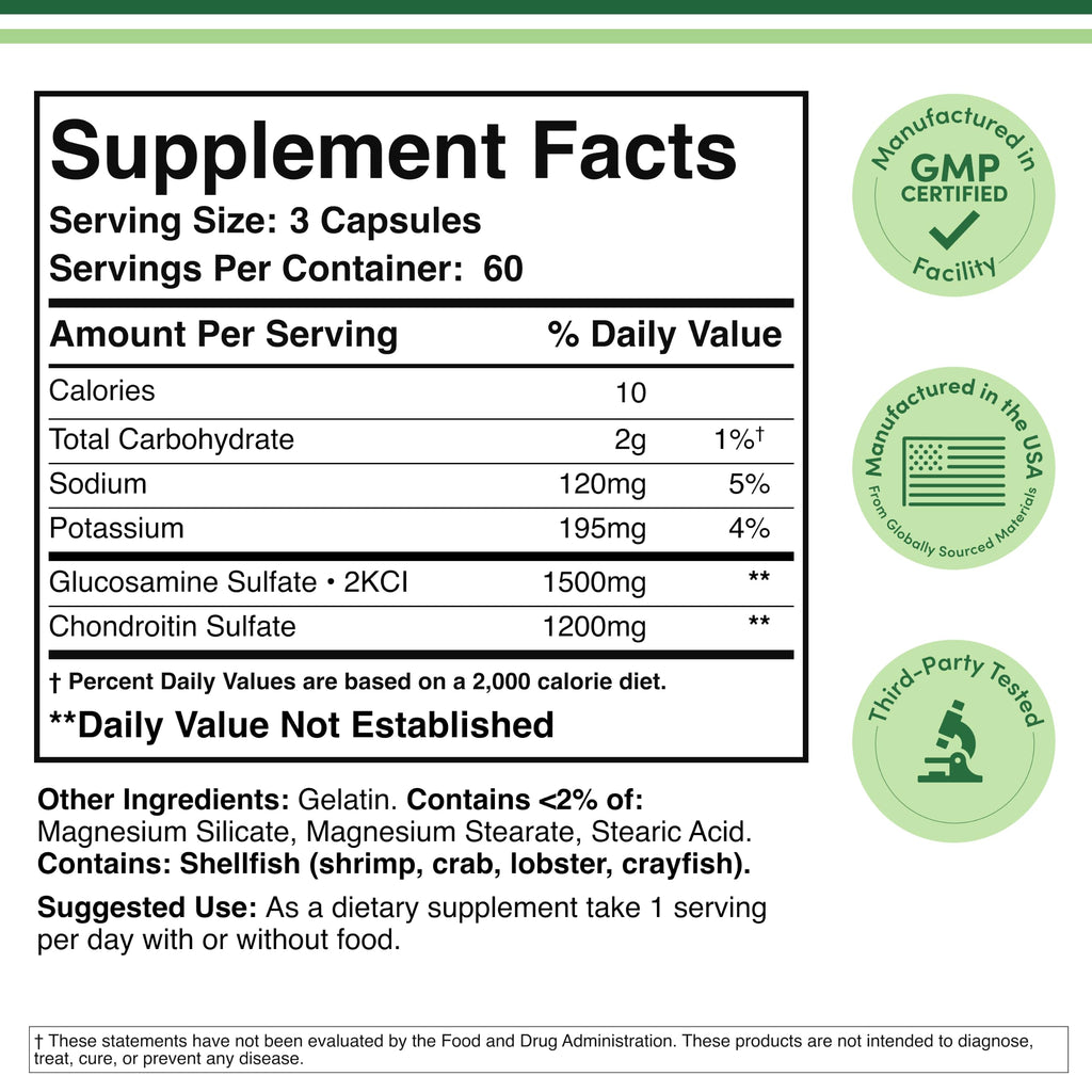 Glucosamine Chondroitin Sulfate, Joint Comfort, MSM-Free, 180 Tablets