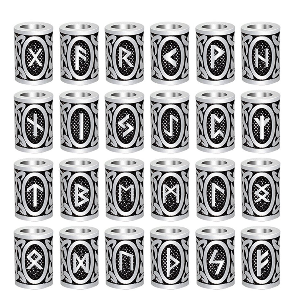 Buy now 24Pcs Norse Vikings Runes Hair Beard Beads for Bracelets Pendant Necklace DIY,Braiding Beads for Hair Braids Antique Silver Beard Ring Viking Beads Kits(Include 2Pcs Pull Hair Pin) at indiglob india