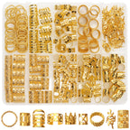 CPOXITI 220Pcs Hair Jewelry for Dreadlock, Metal Hair Charms for Women, Gold Braids Rings Cuffs Clips for Hair Braids, Loc Jewelry Dreadlock Accessories