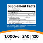 Nutricost Panax Ginseng 1000mg, 240 Capsules, 120 Servings, Gluten Free | GMO-Free