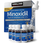 Kirkland Minoxidil for Men Liquid, Extra Strength Hair Regrowth Treatment 5%, 6 Months Supply - Upgraded Dropper Applicator and Bonus Free Guide Included