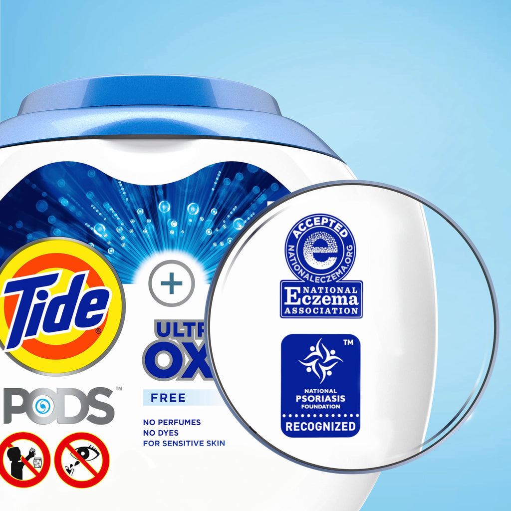 Buy now Tide PODS Ultra Oxi Free and Gentle Laundry Detergent Packs, 57 Count, Hypoallergenic Laundry Detergent Pods at indiglob india
