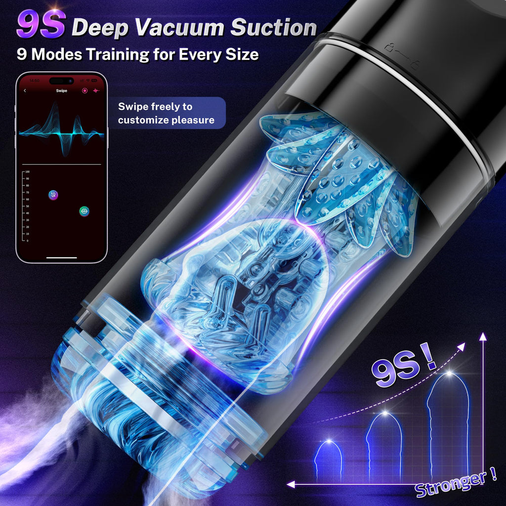 Male Masturbator Sex Toys for Men - AI Sync Male Sex Toy 9S Penis Pump & 9 Thrusting Rotating & 9 Vibrating Sucking Licking Modes Pocket Pussy Stroker Mens Sex Toy with LCD APP for Adult Toys & Games
