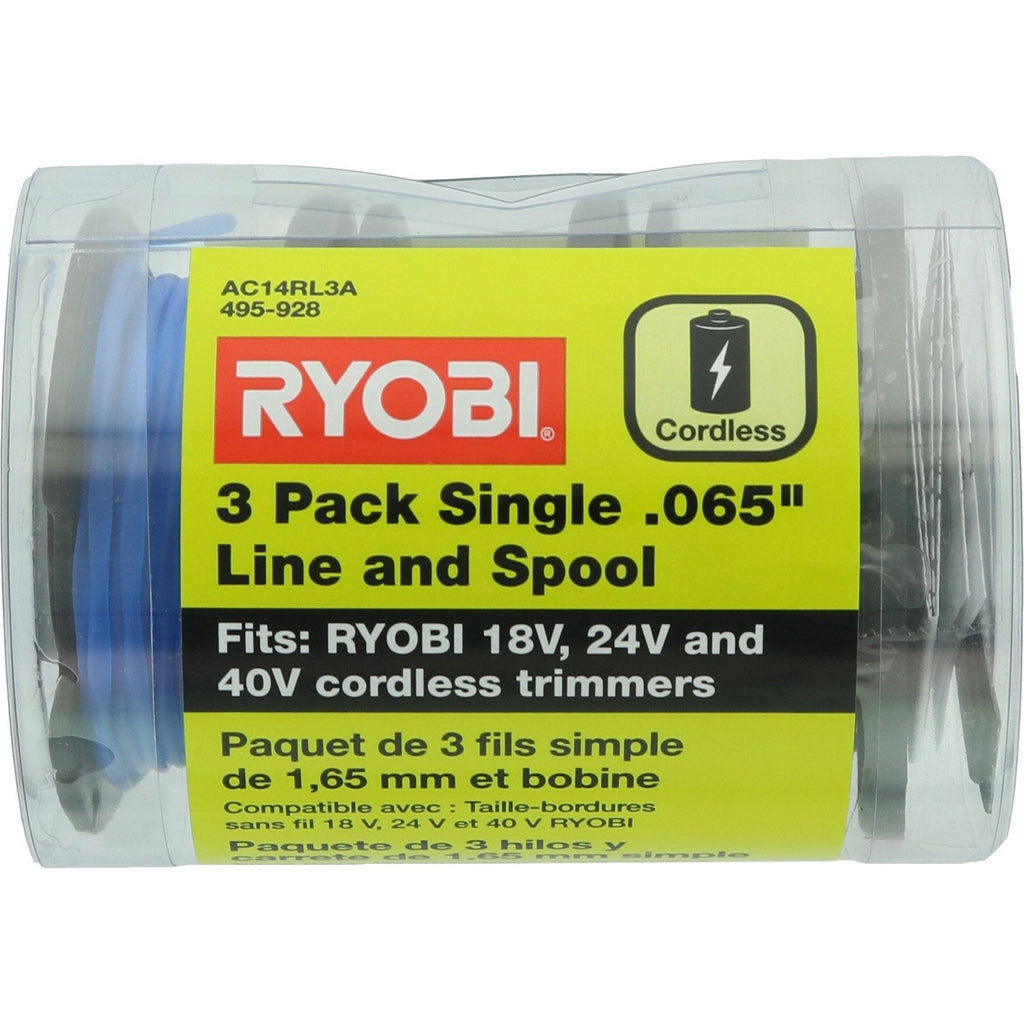 Ryobi One+ AC14RL3A OEM .065 Line and Spool Replacement for Ryobi 18v, 24v, and 40v Cordless Trimmers (3 Pack)