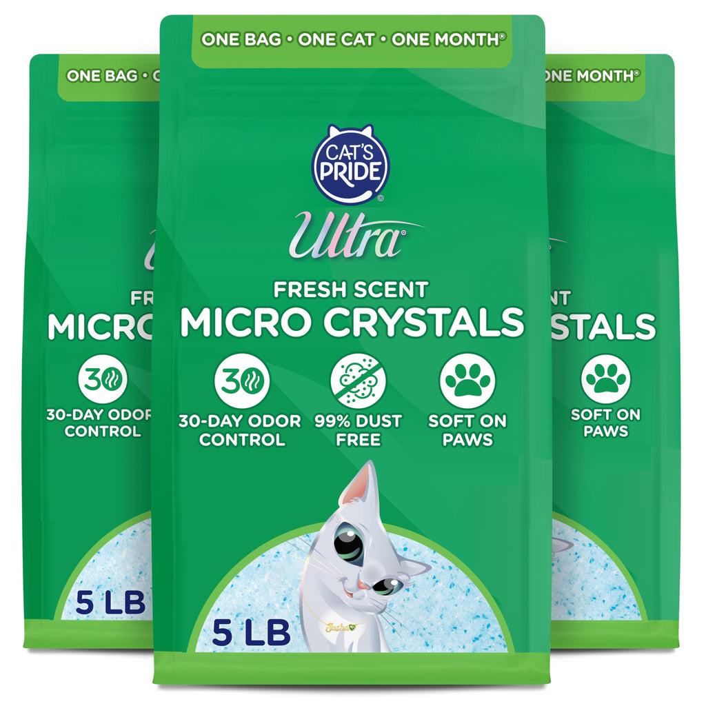 Ultra by Cat's Pride Fresh Scent Micro Crystals, Soft on Paws Litter, 15lb