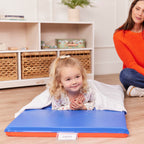 ECR4Kids Premium Folding Rest Mat, 3-Section, 2in, Sleeping Pad, Blue/Red