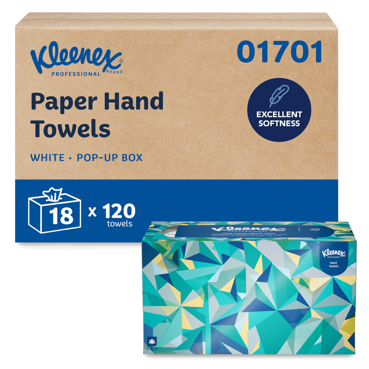 Kleenex Professional Paper Hand Towels, Bulk, 18 Boxes x 120 Sheets (01701)