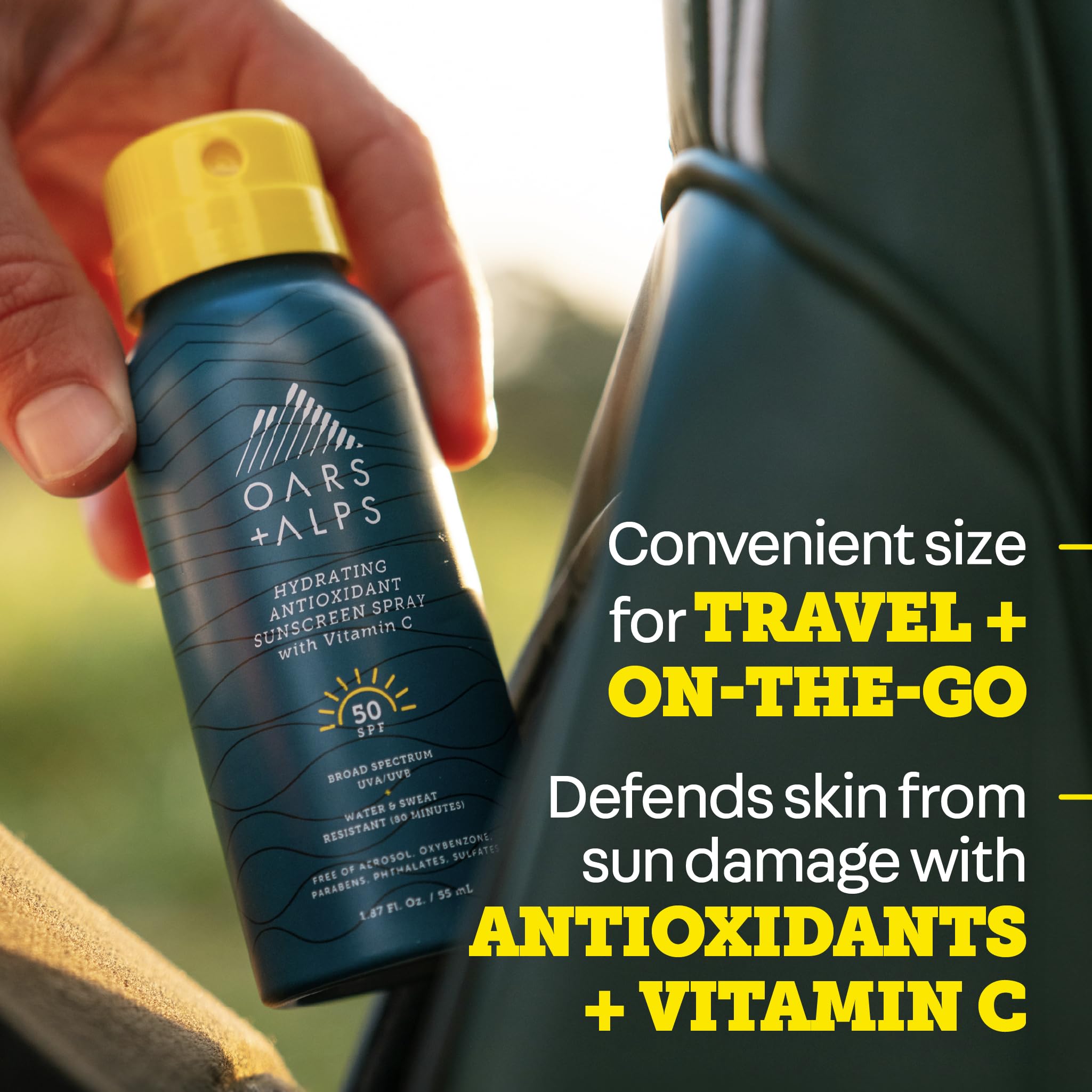Oars + Alps SPF 50 Face & Body Broad Spectrum Sunscreen Spray | Fast-Absorbing, Lightweight, Non-Greasy, Hawaii Reef Act 104 Compliant, Water-Resistant, Octinoxate + Oxybenzone Free